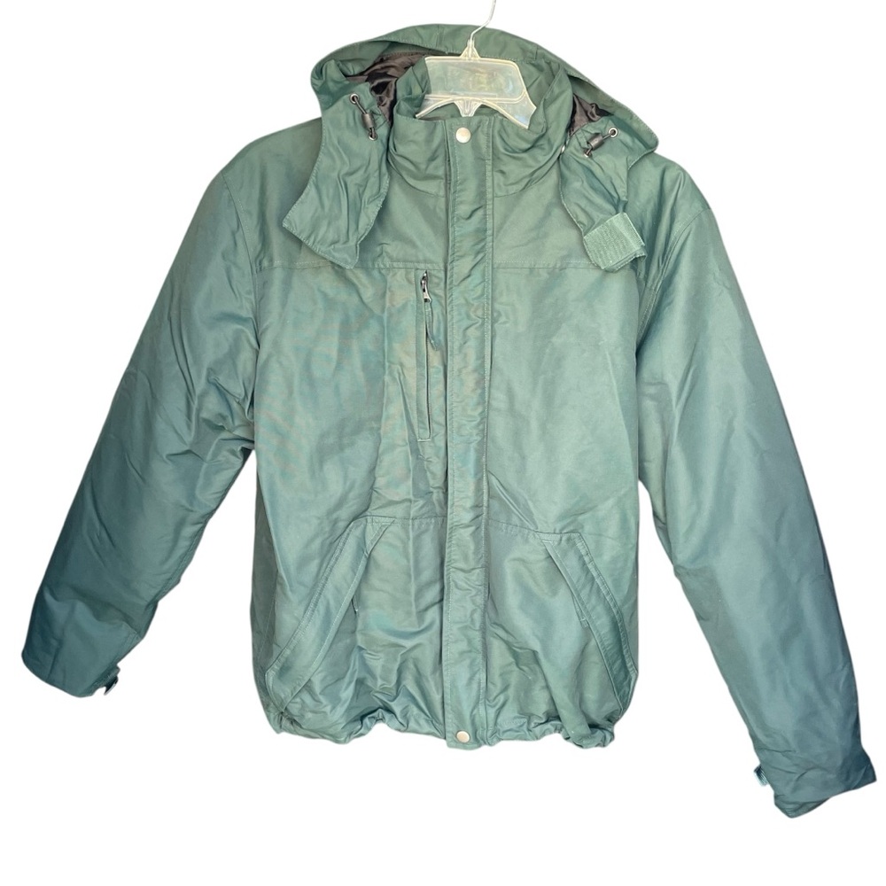 Tri-Mountain Men's Windproof Jacket Hunter Green Hooded Coat Size Small